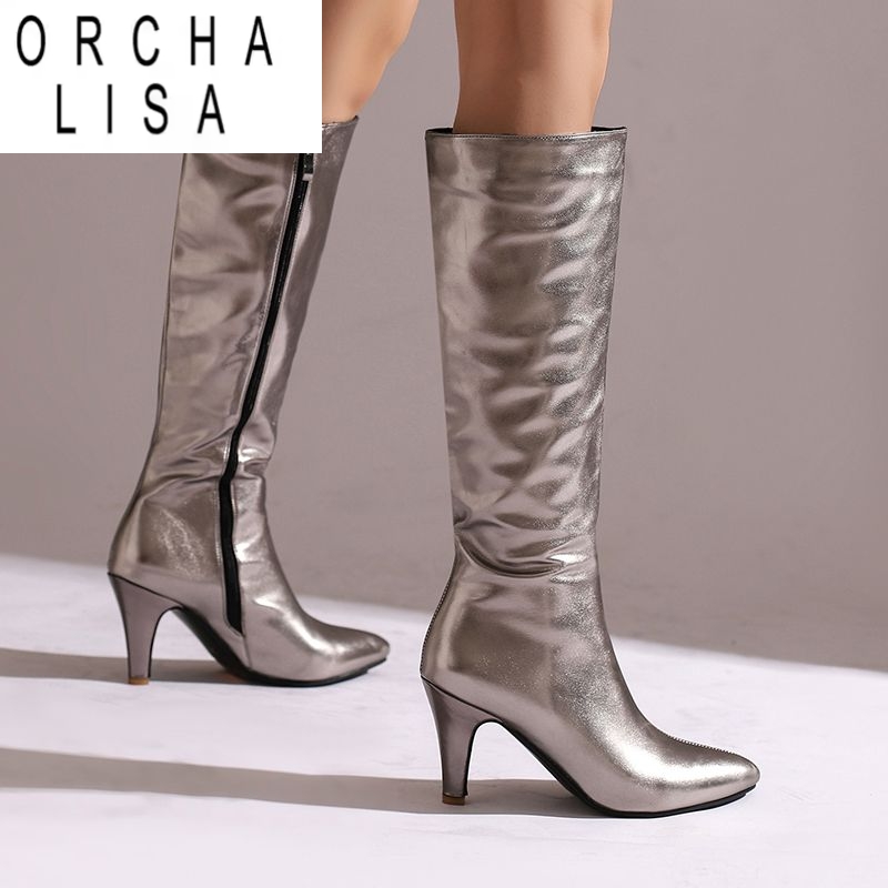 Zip Up Boots Short - รองเท้าบูทแฟชั่น ORCHA LISA 2024 แบบสูงถึงเข่า สำหรับผู้หญิง
