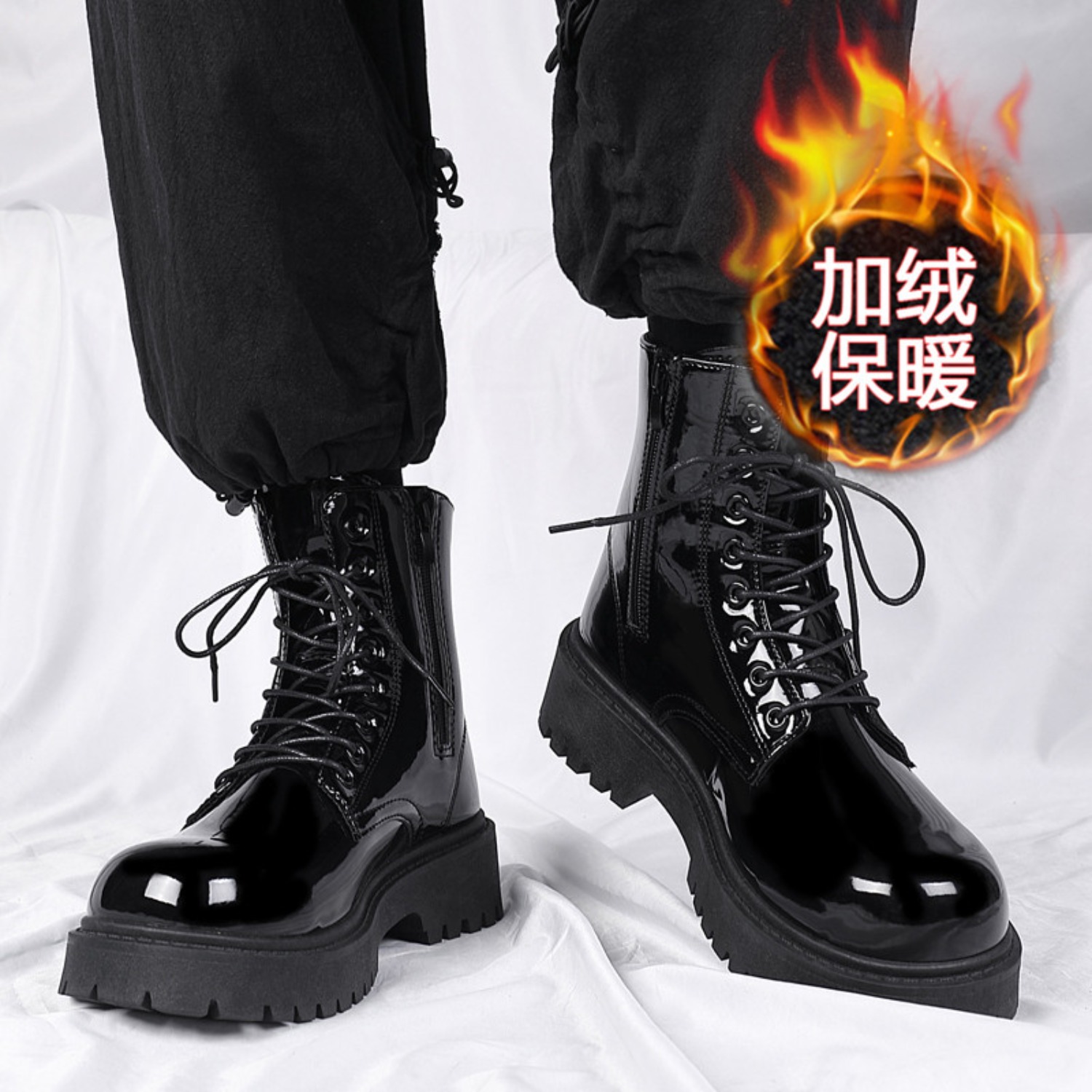 Suede Ankle Boot - รองเท้าบูทหุ้มข้อบุขนหนานุ่มสำหรับผู้ชาย รองเท้าบูทลำลองกันลื่นพื้นนุ่มสำหรับฤดูหนาว แฟชั่นไซส์ใหญ่ ใส่ได้ทั้งชายและหญิง รองเท้าทำงานกันหิมะที่ให้ความสบาย