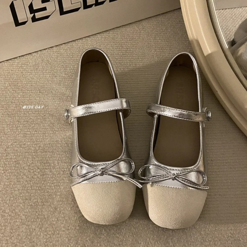 Women'S Shoes Loafers Black - รองเท้าโบว์น็อทดีไซน์แปลกใหม่ รองเท้าสไตล์วินเทจสุดชิคสำหรับผู้หญิง รองเท้าแมรี่เจนสีครีม-ดำแบบสายเดี่ยว