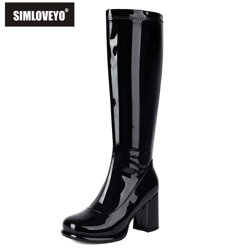 Zip Up Boots Short - รองเท้าบูทผู้หญิงทรงเซ็กซี่ ปลายมน ส้นหนา 8 ซม. ไซส์