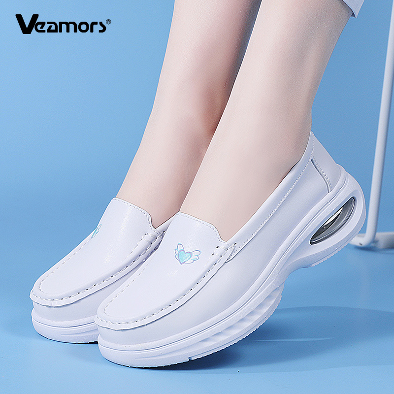 Women'S Shoes Nursing - รองเท้าทำงานสำหรับพยาบาลผู้หญิง พื้นรองเท้าแบบ Air Cushion หนัง PU