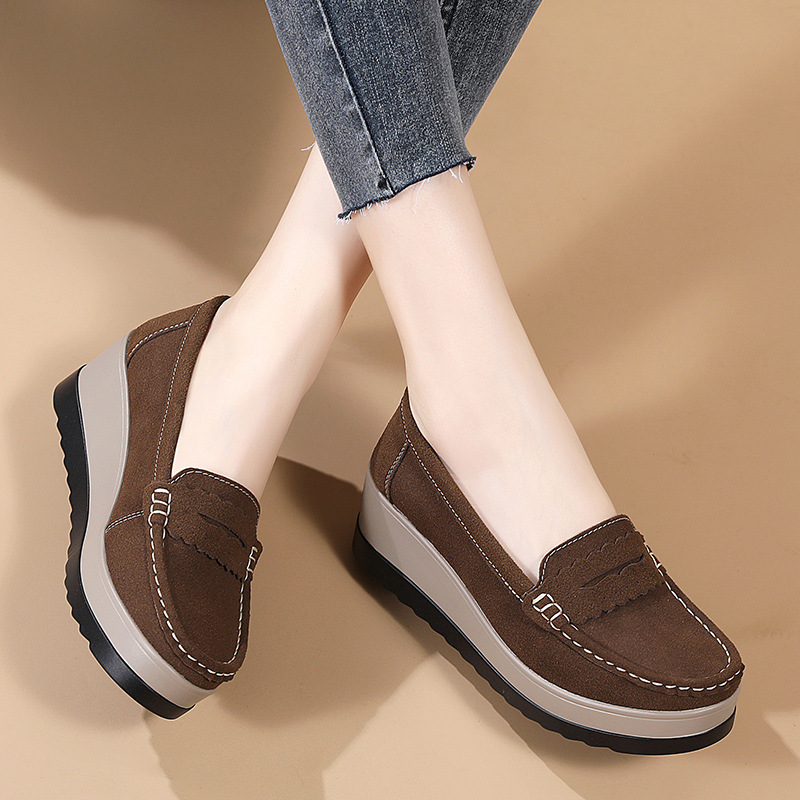 Women'S Shoes Nursing - รองเท้าส้นตึกแบบสวมสำหรับผู้หญิงไซส์ใหญ่ ฤดูใบไม้ผลิ ฤดูใบไม้ร่วง รองเท้าพื้นหนา รองเท้าทรง Loafer