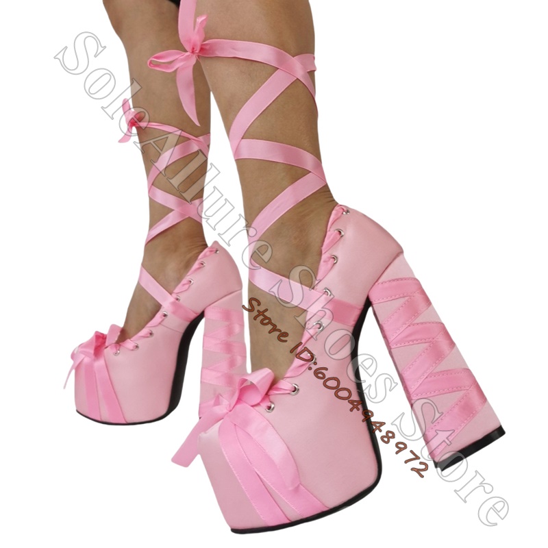 รองเท้าส้นตึกแบบผูกเชือกประดับ - Ribbon Tie Heel บทวิจารณ์และราคา