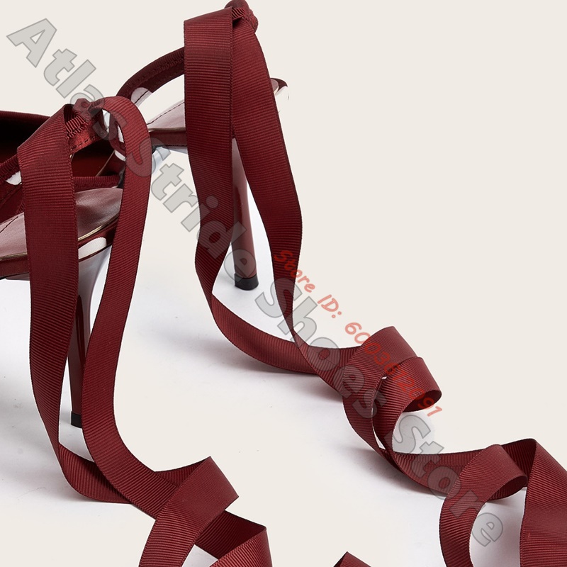 รองเท้าส้นสูงแบบสวมเปิดส้น ลาย - Ribbon Tie Heel บทวิจารณ์และราคา