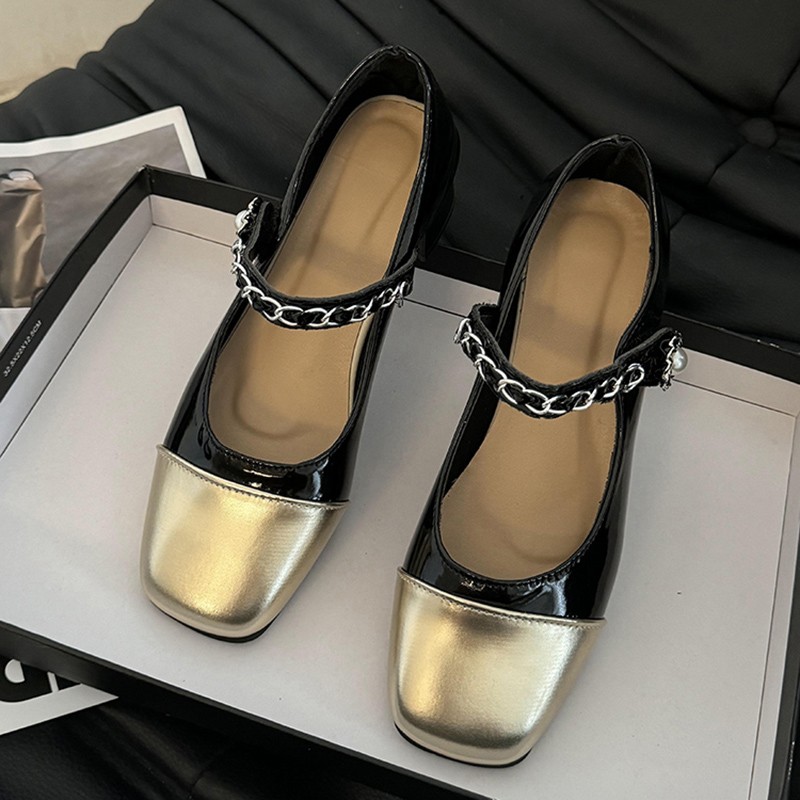 รองเท้าส้นสูงแบบหนาประดับมุก ร - Slingback Pumps Women บทวิจารณ์และราคา