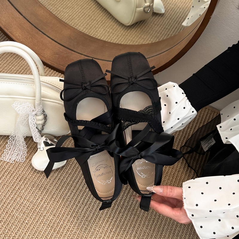 รองเท้าบัลเล่ต์แบบผูกเชือก สไต - Slingback Pumps Women บทวิจารณ์และราคา