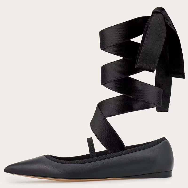 รองเท้าบัลเลต์แบบแบนสำหรับผู้ห - Ribbon Tie Heel บทวิจารณ์และราคา