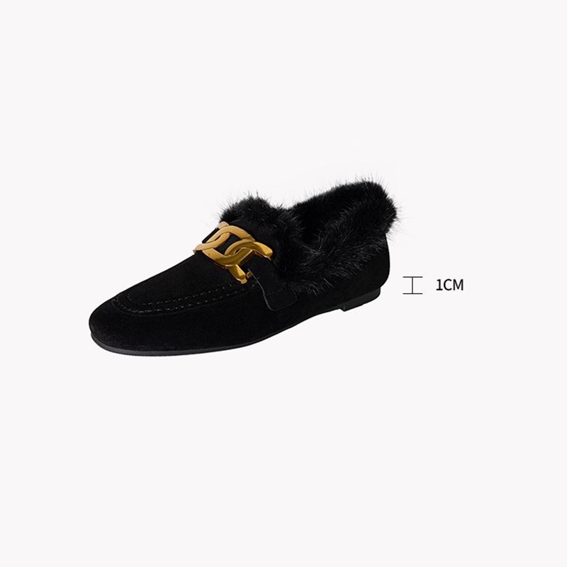 ฤดูหนาวใหม่ผู้หญิงปั๊มแกะหนังน - Women'S Shoes Loafers Black บทวิจารณ์และราคา