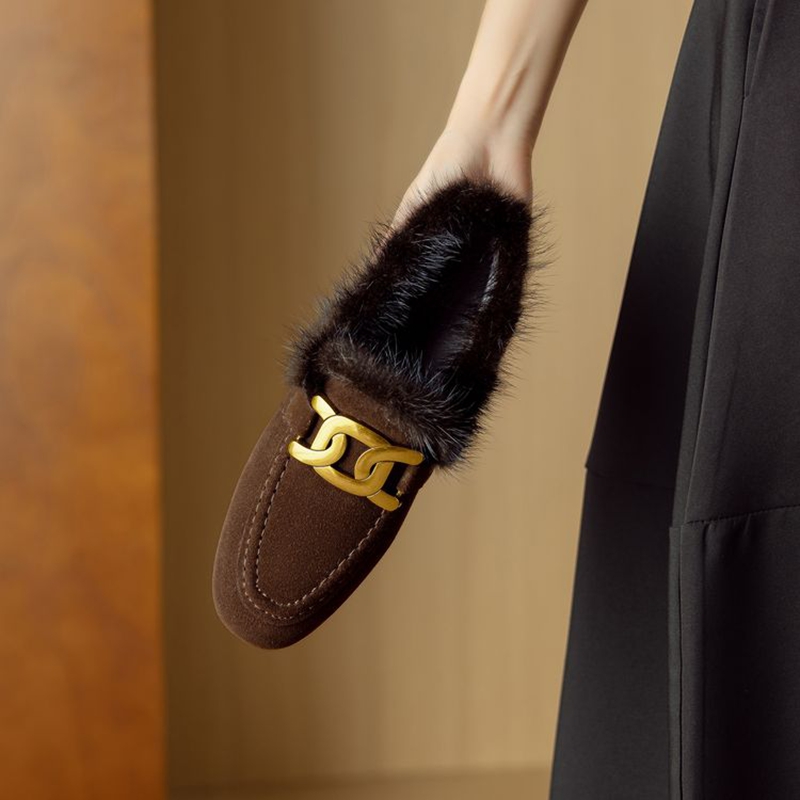 ฤดูหนาวใหม่ผู้หญิงปั๊มแกะหนังน - Women'S Shoes Loafers Black บทวิจารณ์และราคา