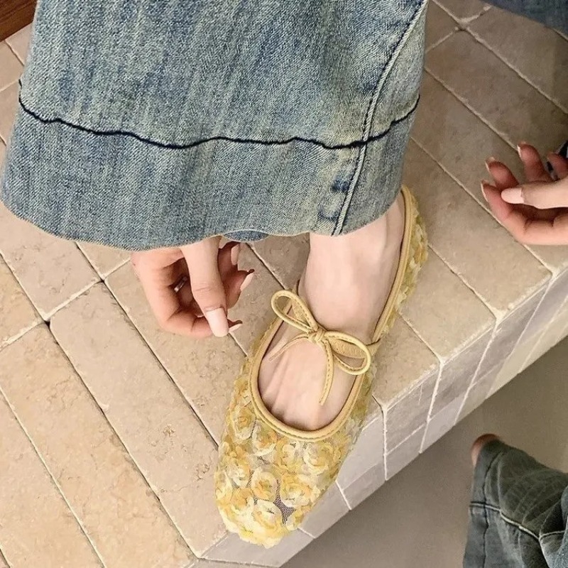 รองเท้าแมรี่เจนตาข่ายลายกุหลาบ - Slingback Pumps Women บทวิจารณ์และราคา