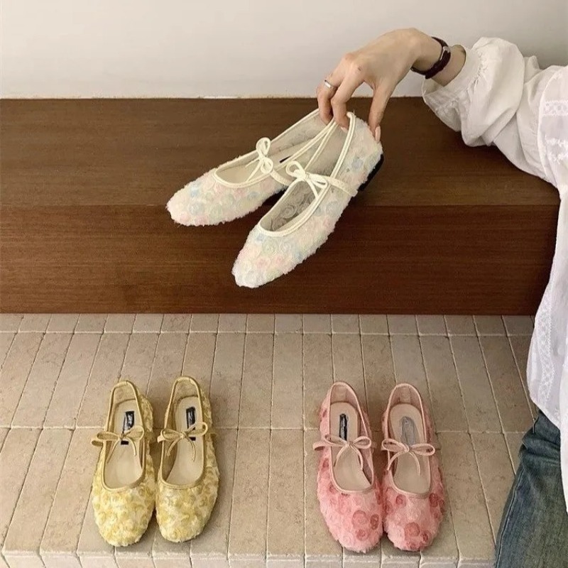 รองเท้าแมรี่เจนตาข่ายลายกุหลาบ - Slingback Pumps Women บทวิจารณ์และราคา