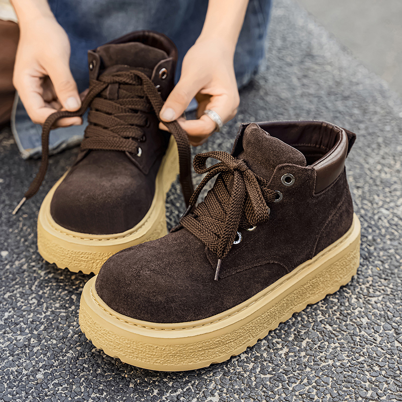 รองเท้าบูทหนังกลับคุณภาพสูงสำห - Suede Ankle Boot บทวิจารณ์และราคา