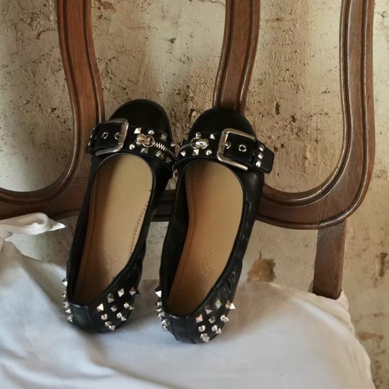 รองเท้าส้นเตี้ยหัวกลมแบบมีสายร - Slingback Pumps Women บทวิจารณ์และราคา