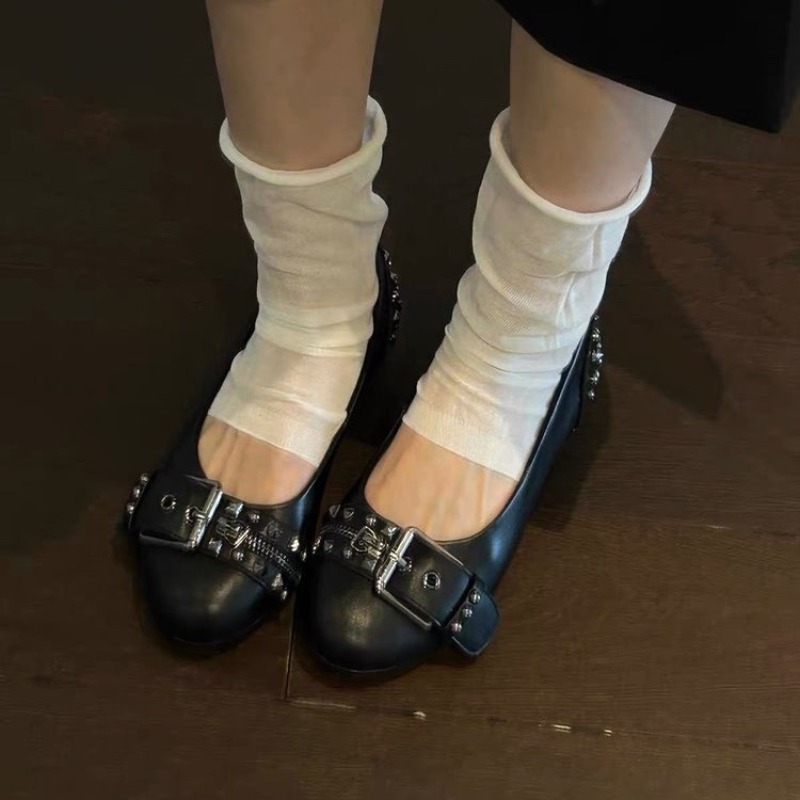 รองเท้าส้นเตี้ยหัวกลมแบบมีสายร - Slingback Pumps Women บทวิจารณ์และราคา