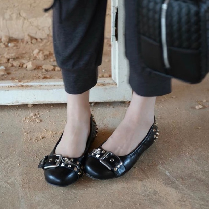 รองเท้าส้นเตี้ยหัวกลมแบบมีสายร - Slingback Pumps Women บทวิจารณ์และราคา