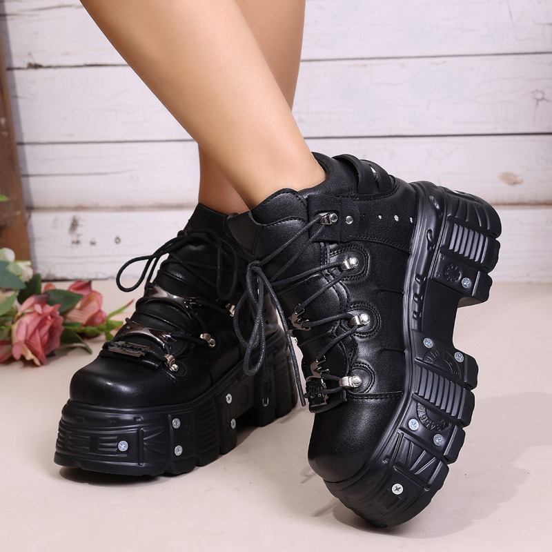 รองเท้าผู้หญิงสไตล์พังก์แบบผูก - Suede Ankle Boot บทวิจารณ์และราคา