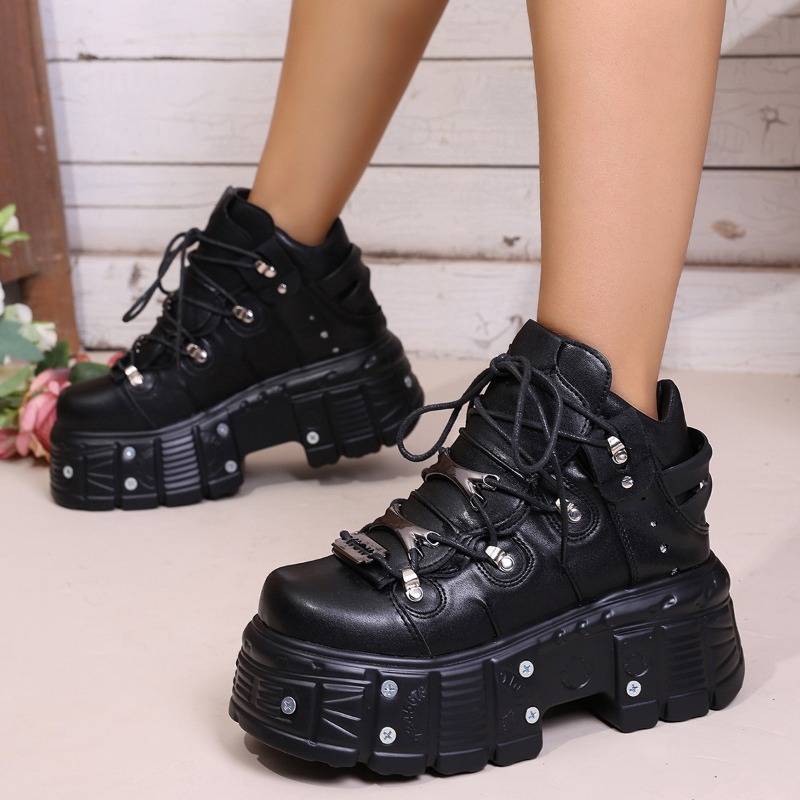 รองเท้าผู้หญิงสไตล์พังก์แบบผูก - Suede Ankle Boot บทวิจารณ์และราคา