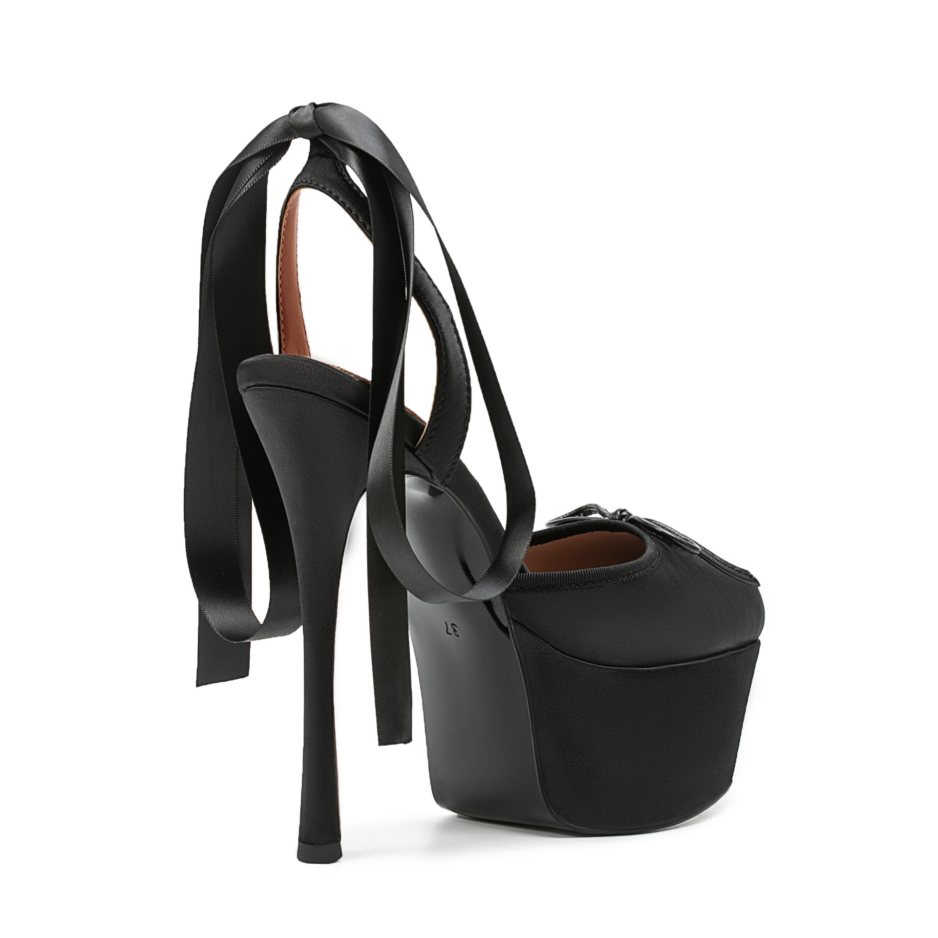 รองเท้าส้นสูงผ้าซาตินสำหรับผู้ - Ribbon Tie Heel บทวิจารณ์และราคา