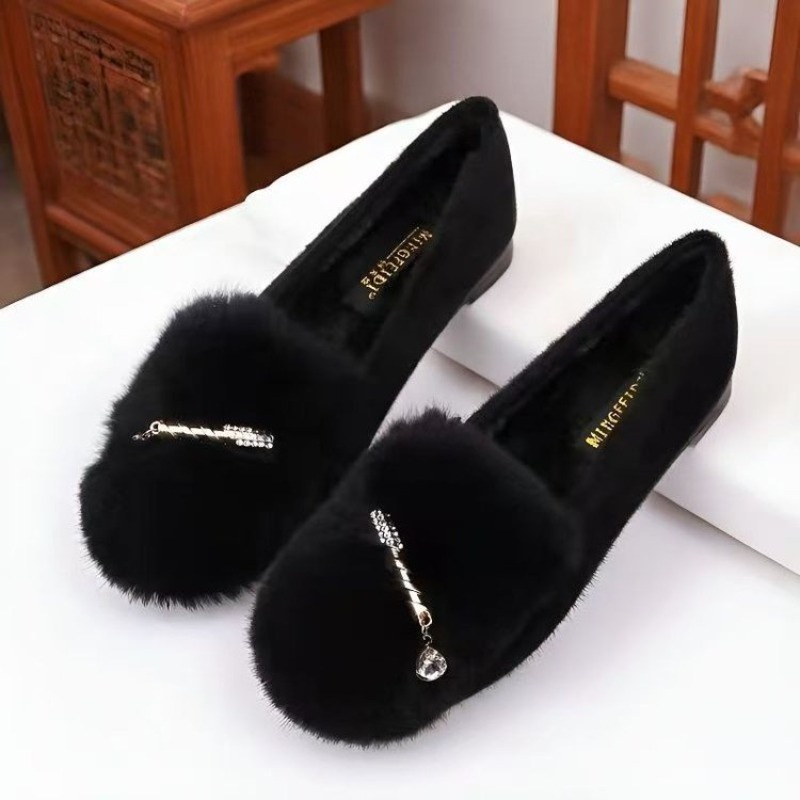 รองเท้าโลฟเฟอร์ขนเฟอร์สีดำสำหร - Women'S Shoes Loafers Black บทวิจารณ์และราคา